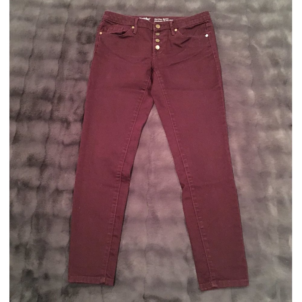 Mossimo Denim Mid-Rise Skinny Burgundy Stretch Denim (Size: 4/27R) - Picture 4 of 6
